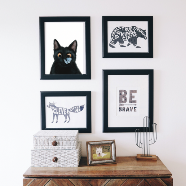 Poes met vlinder (poster A4) - Afbeelding 3