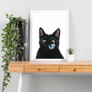 Poes met vlinder (poster A4)