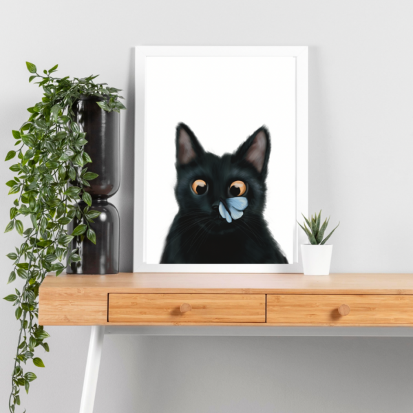 Poes met vlinder (poster A4)